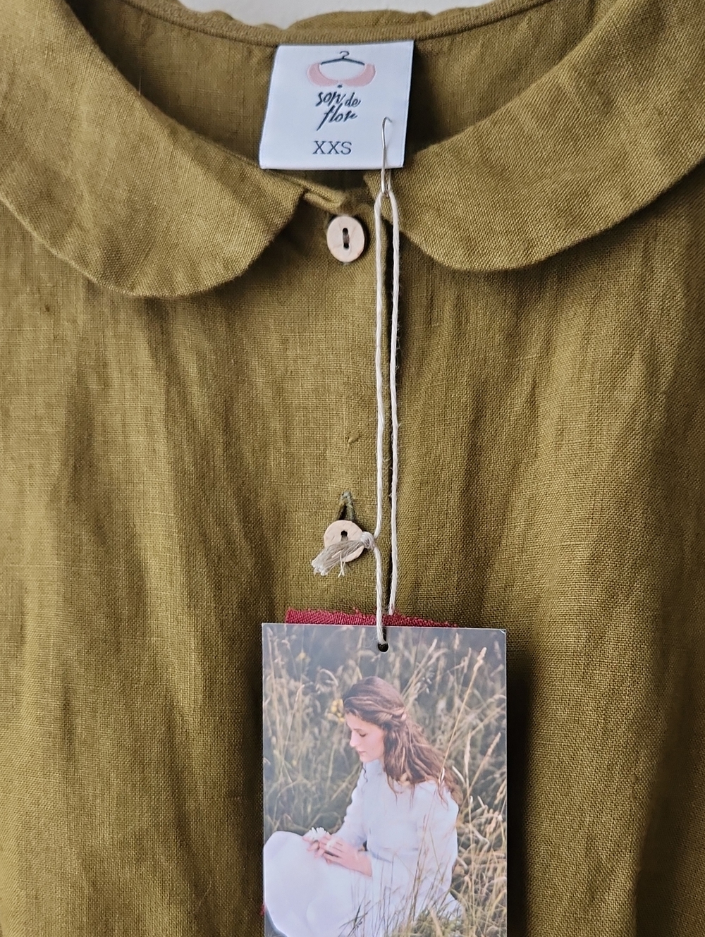 NWT Son De Flor Linen Dress - Rosemary Green XXS - Picture 2 of 4